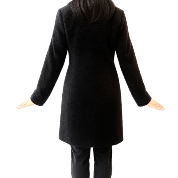 WHBM Faux Fur Coat Black w/ Hot Pink Lining - Medium - Picture 3 of 6